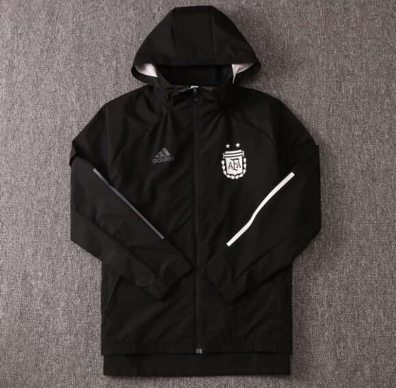 2020 Argentina Black Hoodie Windbreaker Jacket